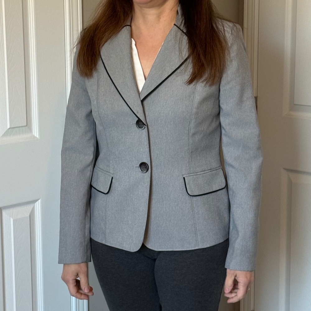 Kasper Women Grey Blazer Size - Size 6